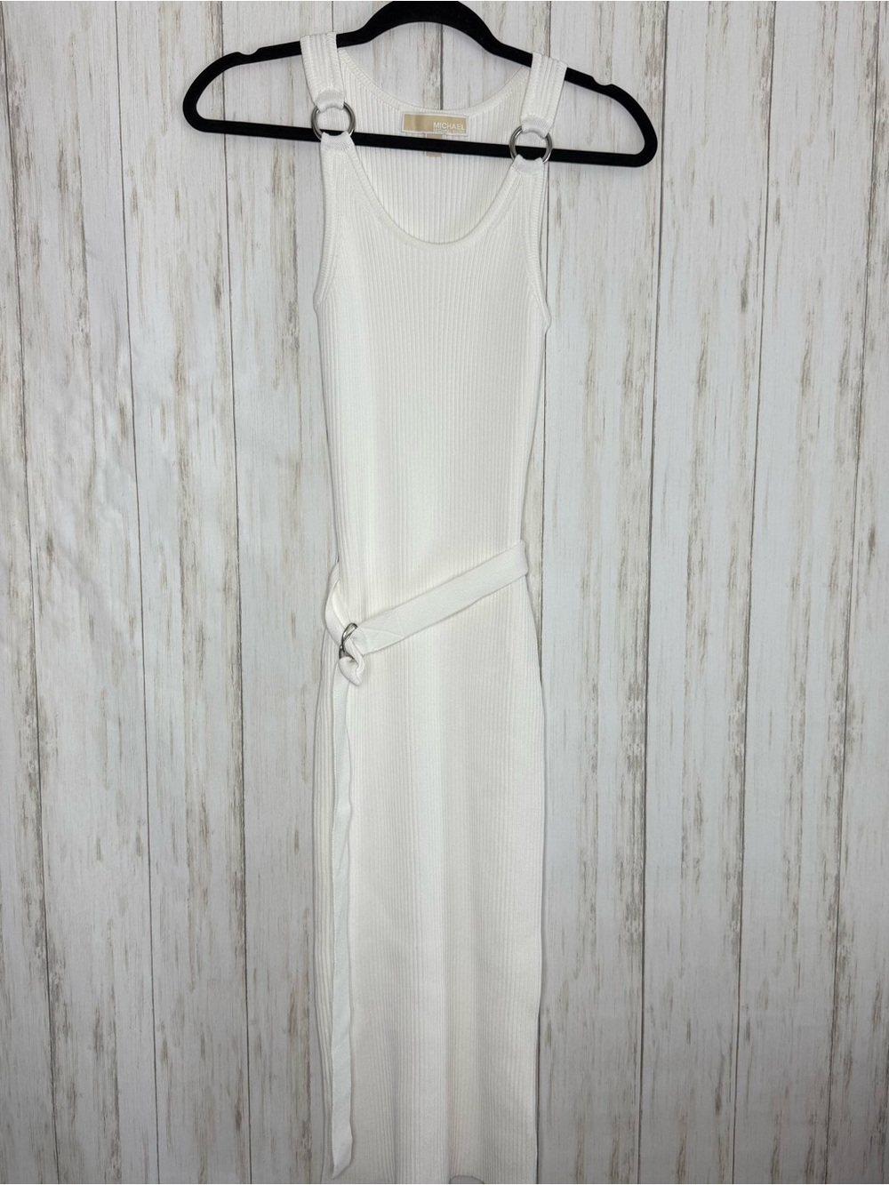 Michael Kors white belted dress with slit